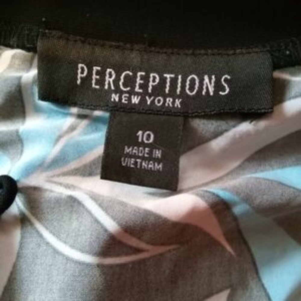 Perceptions Black and Blue Patterned Blouse - image 5